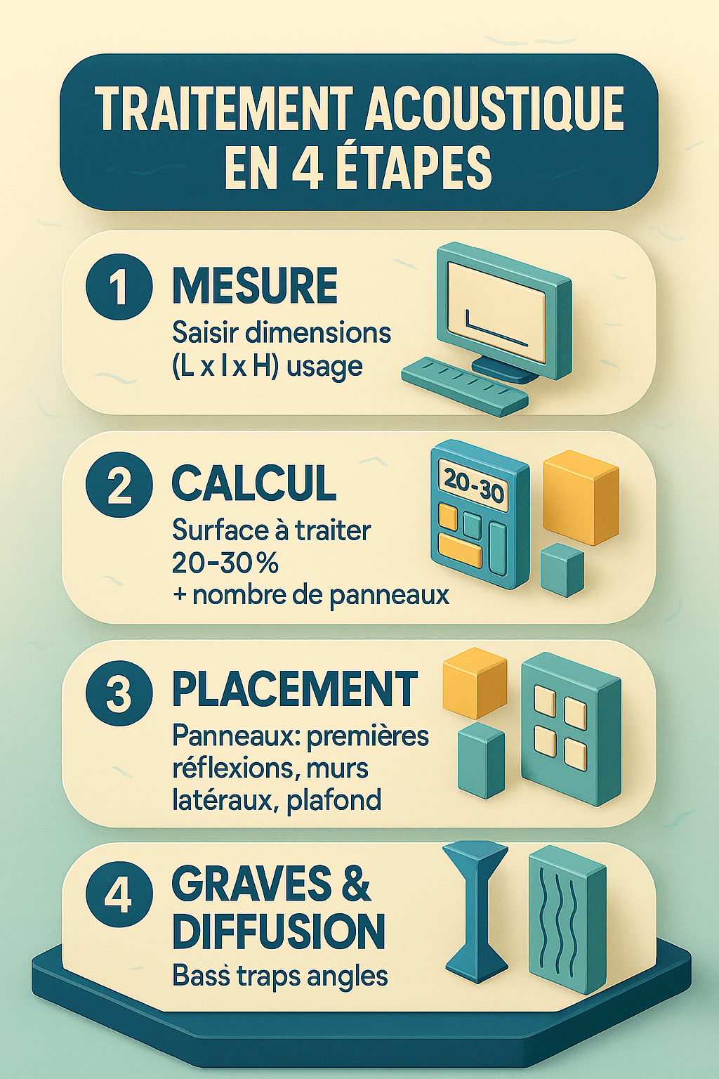 Traitement acoustique en 4 etapes